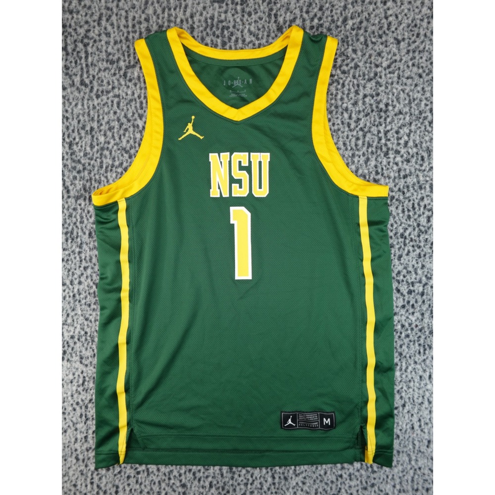 Jordan Basketball Jersey Mens M Green Yellow Excellent NSU Spartans P32818